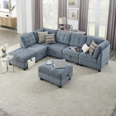 L shaped sofa with single chair