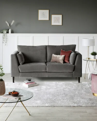 Fabric Dark grey and Brown Sofa